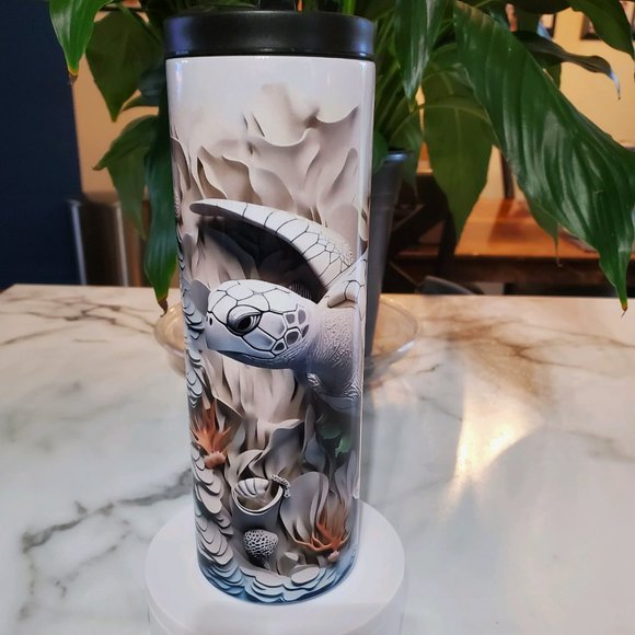 3D Sea Turtle Art 20oz Tumbler with duo lids 🎉sale - Picture 1 of 11